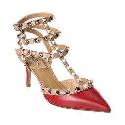 Valentino Rockstud Caged 65 Leather Ankle Strap Pump