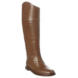 Fendi Karligraphy Croc-Embossed Leather Boot
