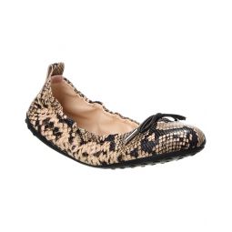 Tod'S Snake-Embossed Leather Flat
