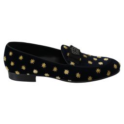 Dolce & Gabbana Blue Velvet Crown Slippers