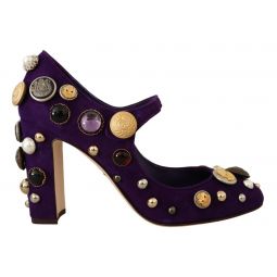 Dolce & Gabbana Embellished Suede Mary Jane Shoes