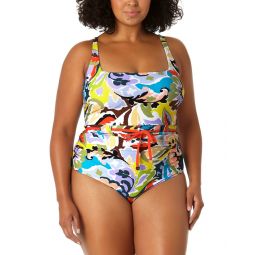 Anne Cole Belted Square Neck One-Piece