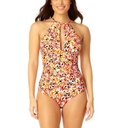 Anne Cole High Neck With Ruffle Straps One-Piece