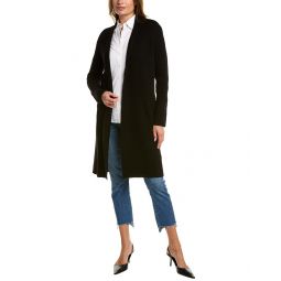 Forte Cashmere Double Knit Notch Collar Wool & Cashmere-Blend Cardigan