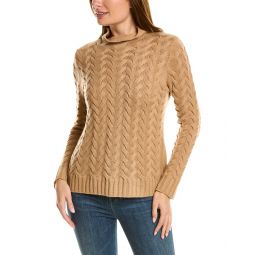Hannah Rose Simone Cable Funnel Neck Wool & Cashmere-Blend Sweater