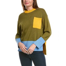 Lafayette 148 New York Colorblocked Silk-Blend Sweater