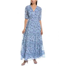 Ted Baker Puff Sleeve Smocked Detail Maxi Dress