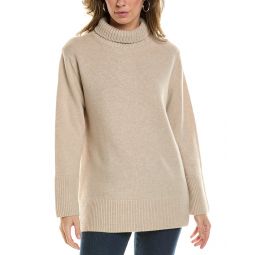 Vince Mixed Gauge Turtleneck Wool & Cashmere-Blend Tunic Sweater