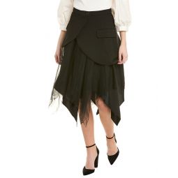 Gracia Mesh Contrast Asymmetrical Side Pocket A-Line Skirt
