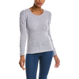 Qi Cashmere Pearl Embellished Wool & Cashmere-Blend Sweater
