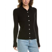 Vince Ribbed Button Front Cashmere & Silk-Blend Polo Shirt