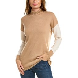 Sofiacashmere Colorblock Cashmere Tunic Sweater