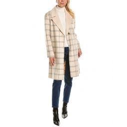 Forte Cashmere Windowpane Wool-Blend Coat