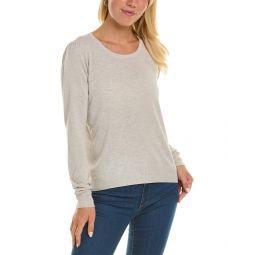 Forte Cashmere Gathered Sleeve Scoop Neck Silk & Cashmere-Blend Sweater