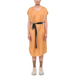 Theory Belted Silk-Blend Midi Dress