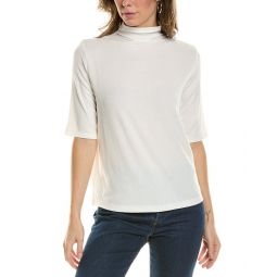 Vince Relaxed Elbow-Sleeve Mock Neck Top