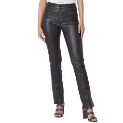 Paige Hoxton Black High-Rise Leather Straight Leg Jean
