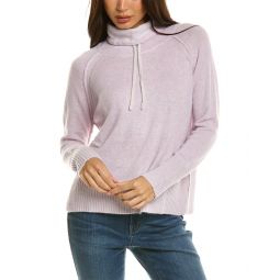 Forte Cashmere Plaited Drawstring Funnel Cashmere Sweater