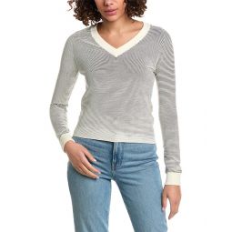 Minnie Rose Athena Textured V-Neck Sweater