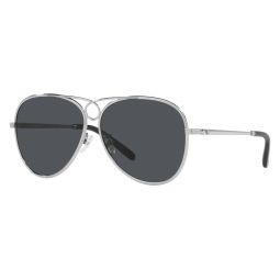 Tory Burch Womens TY6093-331187 Fashion 59mm Shiny Silver Sunglasses