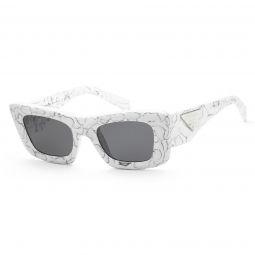 Prada Womens PR-13ZS-17D5S0 Fashion 50mm Matte White Marble Sunglasses