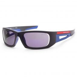 Prada Mens PS-02YS-16G05U Linea Rossa 59mm Matte Black/Blue Sunglasses