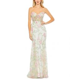 Mac Duggal Embellished Sleeveless Illusion Corset Gown