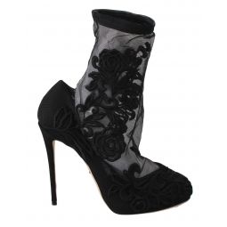 Dolce & Gabbana Roses Embroidered Stilettos Booties