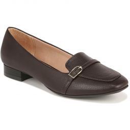 Catalina Womens Faux Leather Buckle Loafer Heels