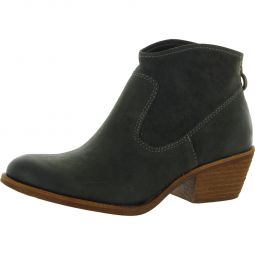 Womens Leather Stacked Ankle Boots