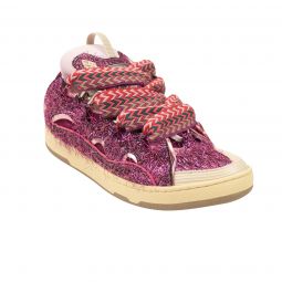 LANVIN Pink Low Top Curb Lace Up Sneakers