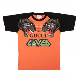 GUCCI Orange Tiger Logo Short Sleeve T-Shirt