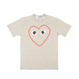 COMME DES GARCONS PLAY Heather Grey Red Heart Logo T-Shirt