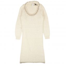 BOTTEGA VENETA Chalk White Chain Detail Knit Midi Dress