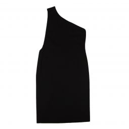 BOTTEGA VENETA Black One Shoulder Knit Midi Dress