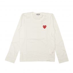 COMME DES GARCONS PLAY White Red Heart Long Sleeve T-Shirt