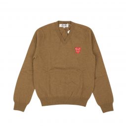 COMME DES GARCONS PLAY Brown Wool Double Heart Sweater