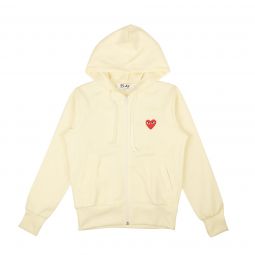 Comme Des Garcons Play Ivory Red Heart Zip-UP Hoodie