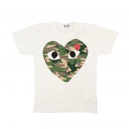 Comme Des Garcons Play White Big Camouflage Heart T-Shirt