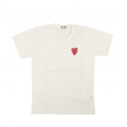 Comme Des Garcons Play White Double Red Heart T-shirt
