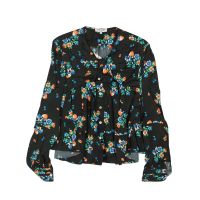 OPENING CEREMONY Black Long Sleeve Knot Button-Up Blouse