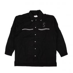 SAINTWOODS Black Cotton Star Flannel Button-Up Shirt