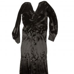 BOTTEGA VENETA Black V-Neck Design Silk Dress