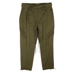 SAINT LAURENT Green Lace-Up Military Pants
