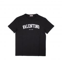 Valentino Black COTTON T-SHIRT WITH VALENTINO PRINT