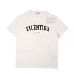 Valentino White COTTON T-SHIRT WITH VALENTINO PRINT