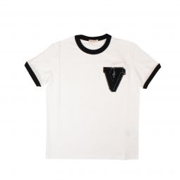 Valentino White COTTON T-SHIRT WITH V-3D PATCH