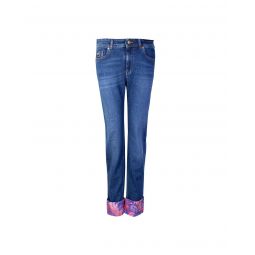 Versace Jeans Cotton Denim Pants with Printed Details