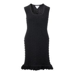 Bottega Veneta Knitted Black Dress with Pompom Womens Details