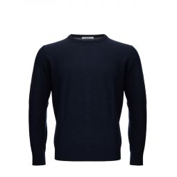 KANGRA Elegant Blue Wool Blend Round Neck Mens Sweater